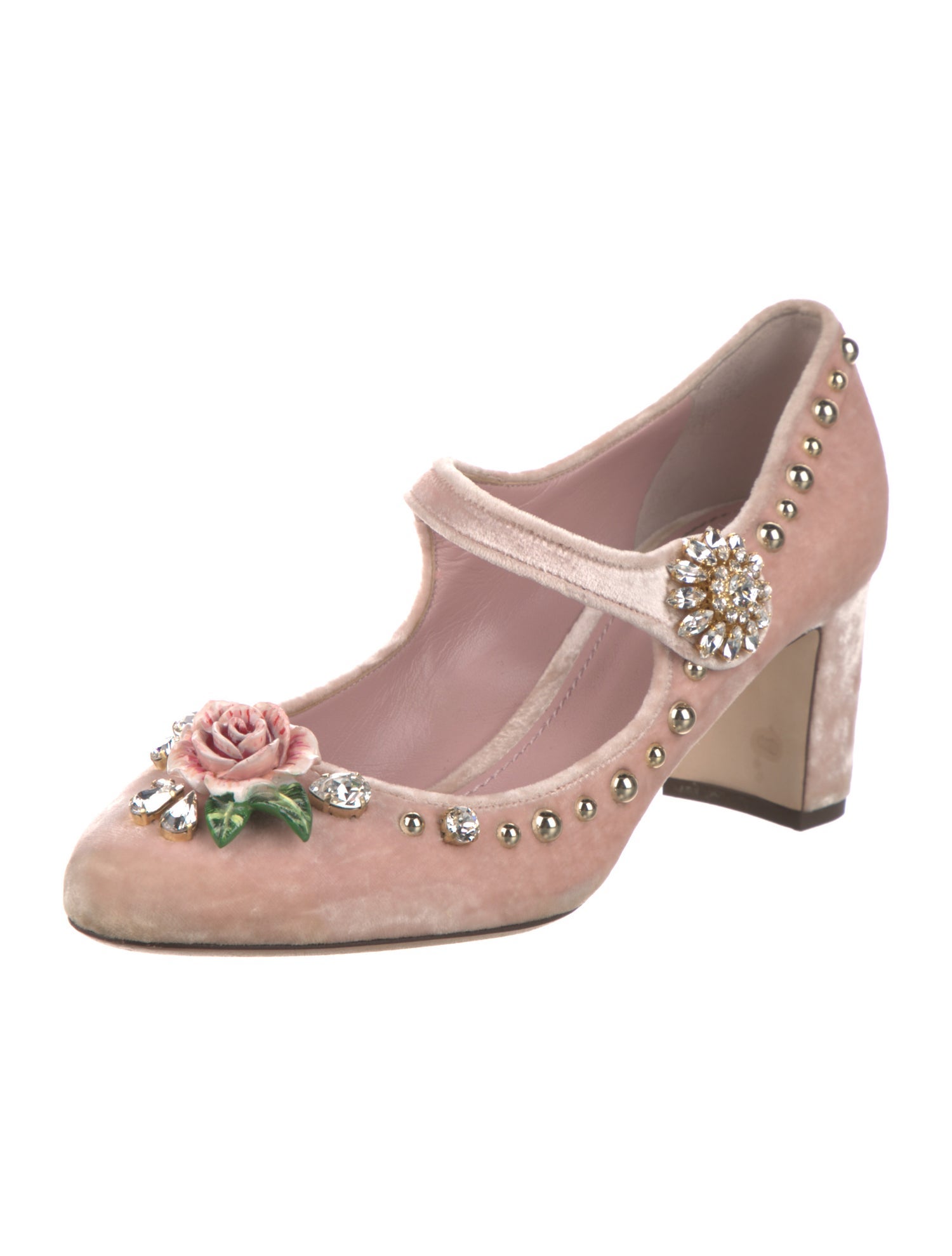 Dolce & Gabbana Velvet Crystal Embellishments Pumps