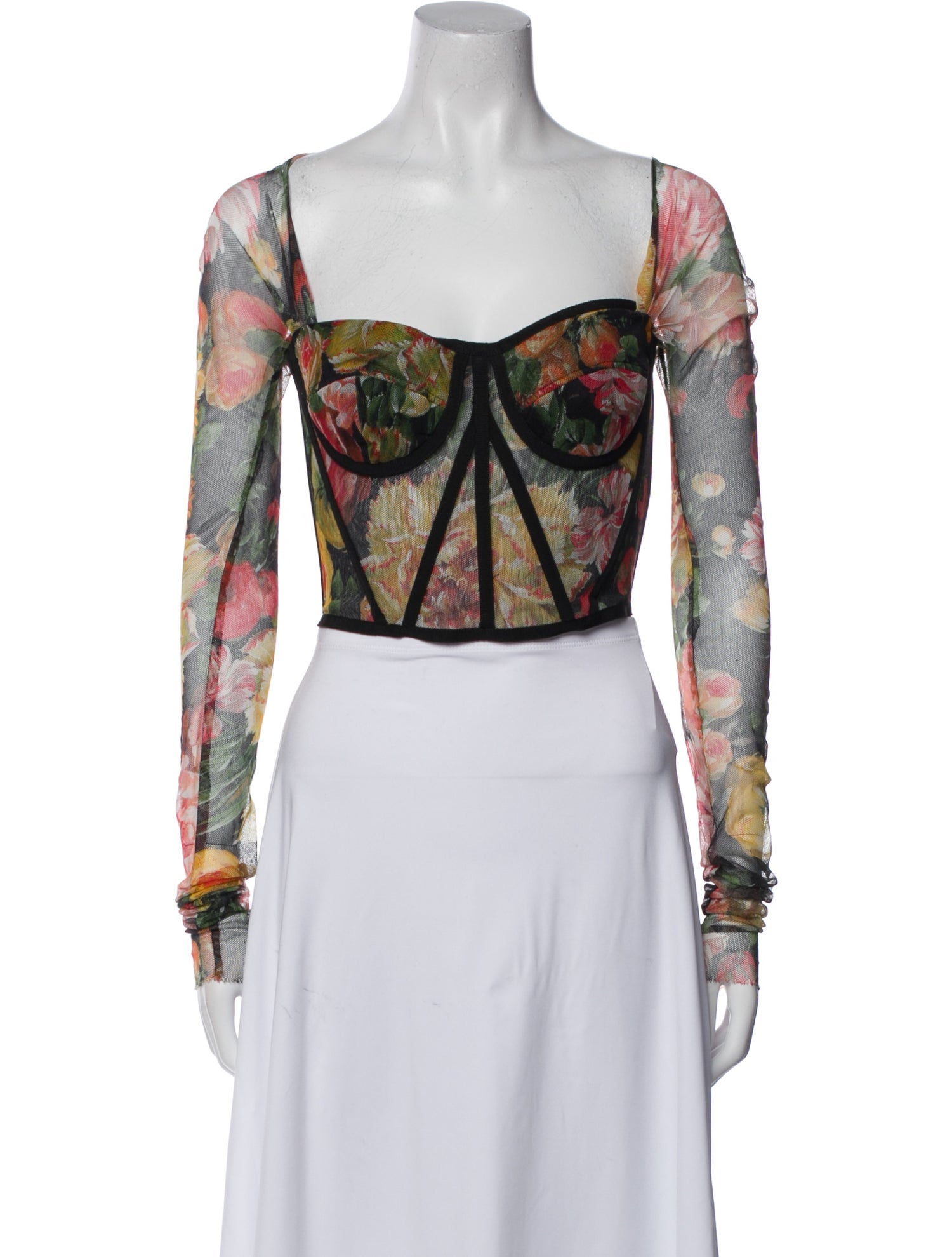 Dolce & Gabbana Floral Print Square Neckline Crop Top