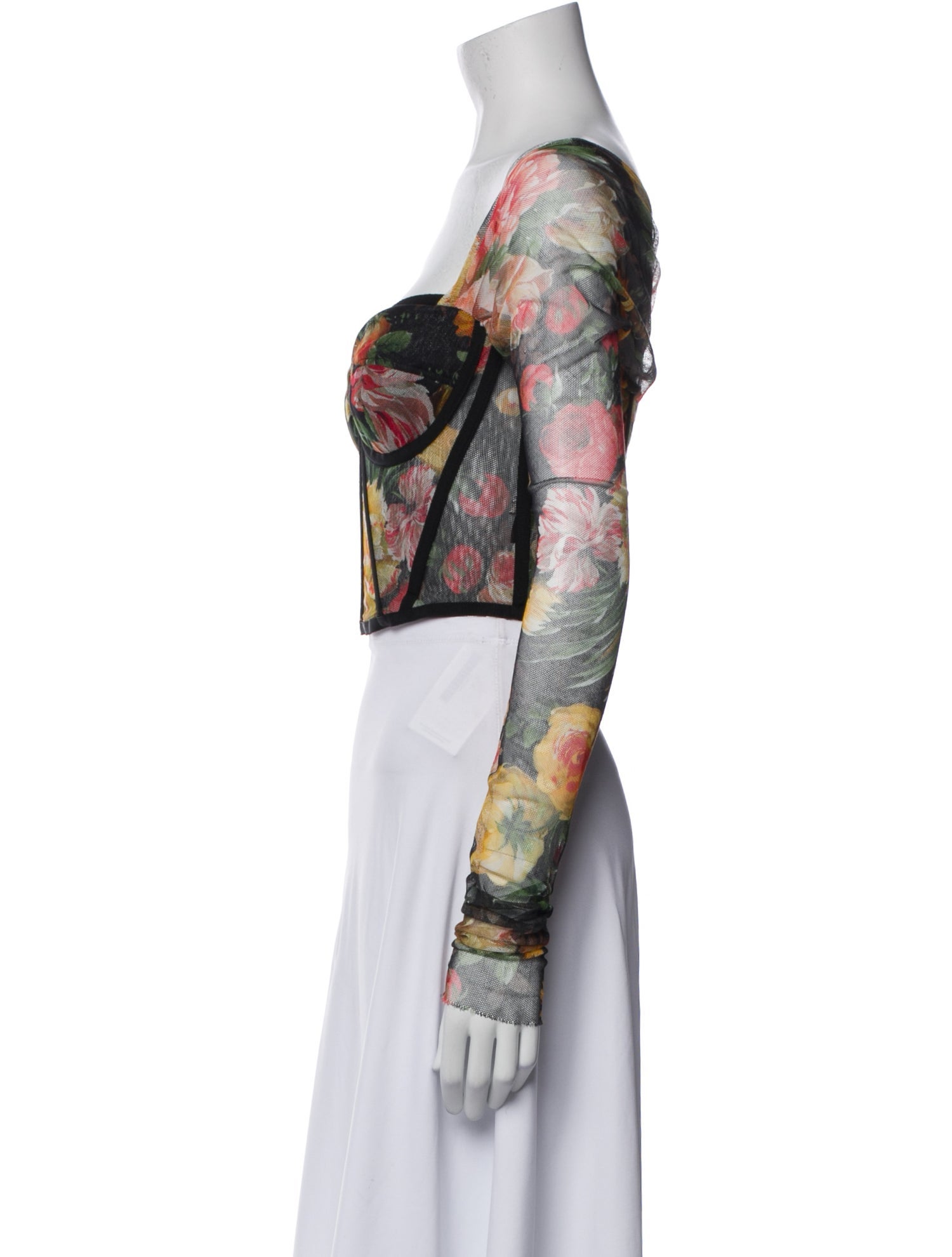 Dolce & Gabbana Floral Print Square Neckline Crop Top