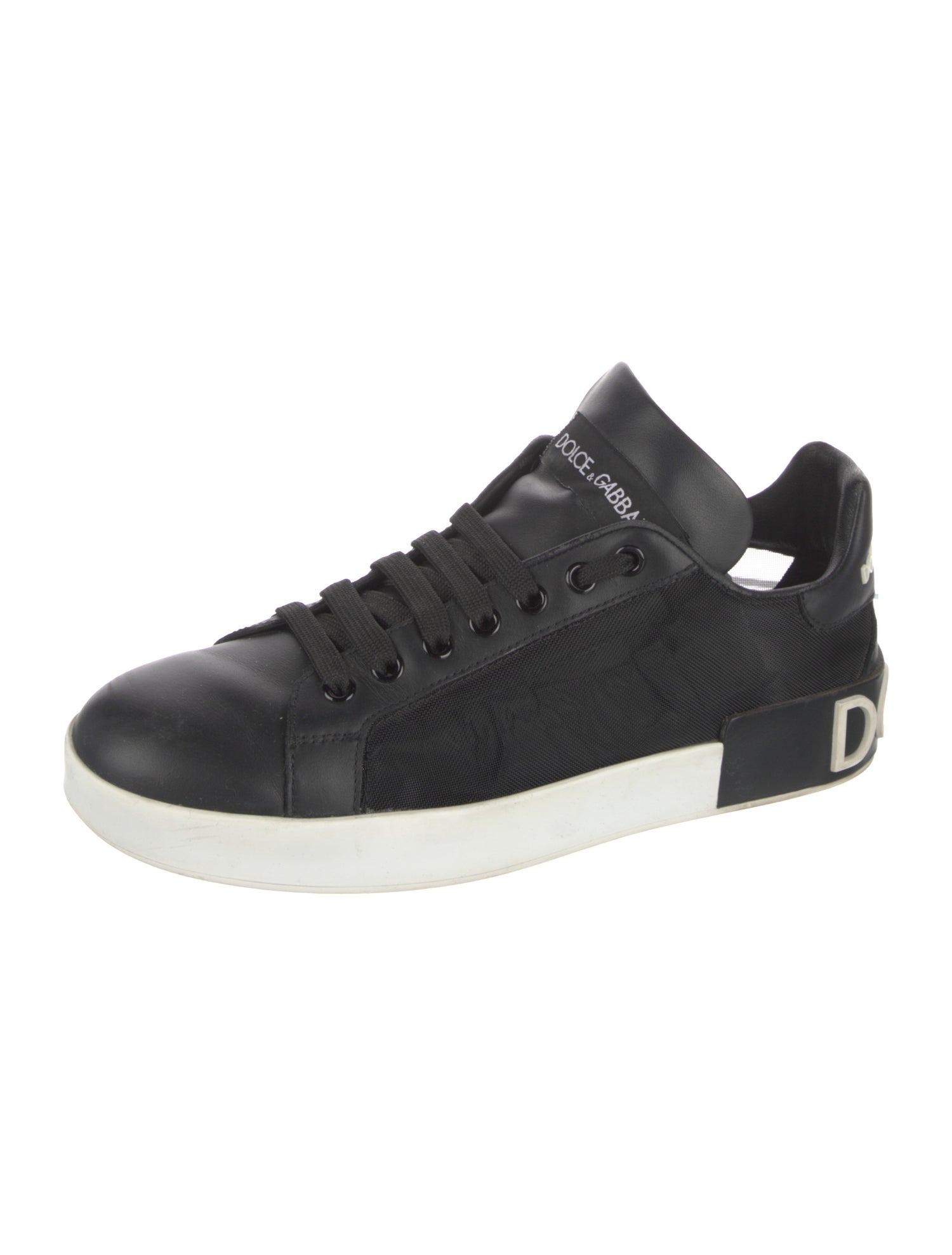 Dolce & Gabbana Faux Pearl Accents Leather Sneakers