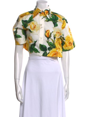 Dolce & Gabbana Floral Print Short Sleeve Crop Top