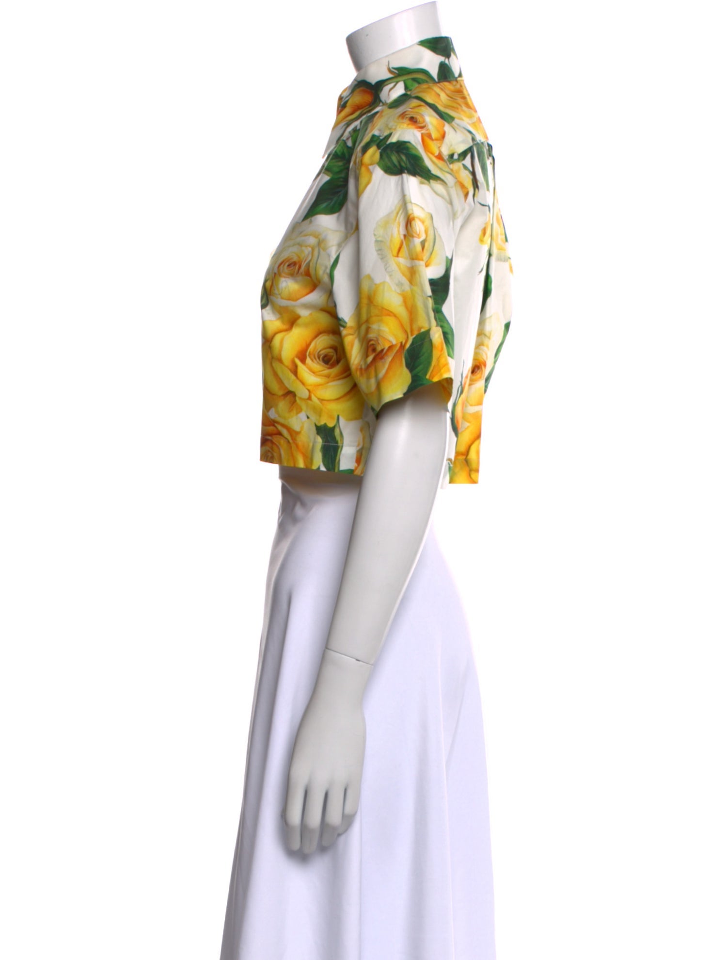 Dolce & Gabbana Floral Print Short Sleeve Crop Top