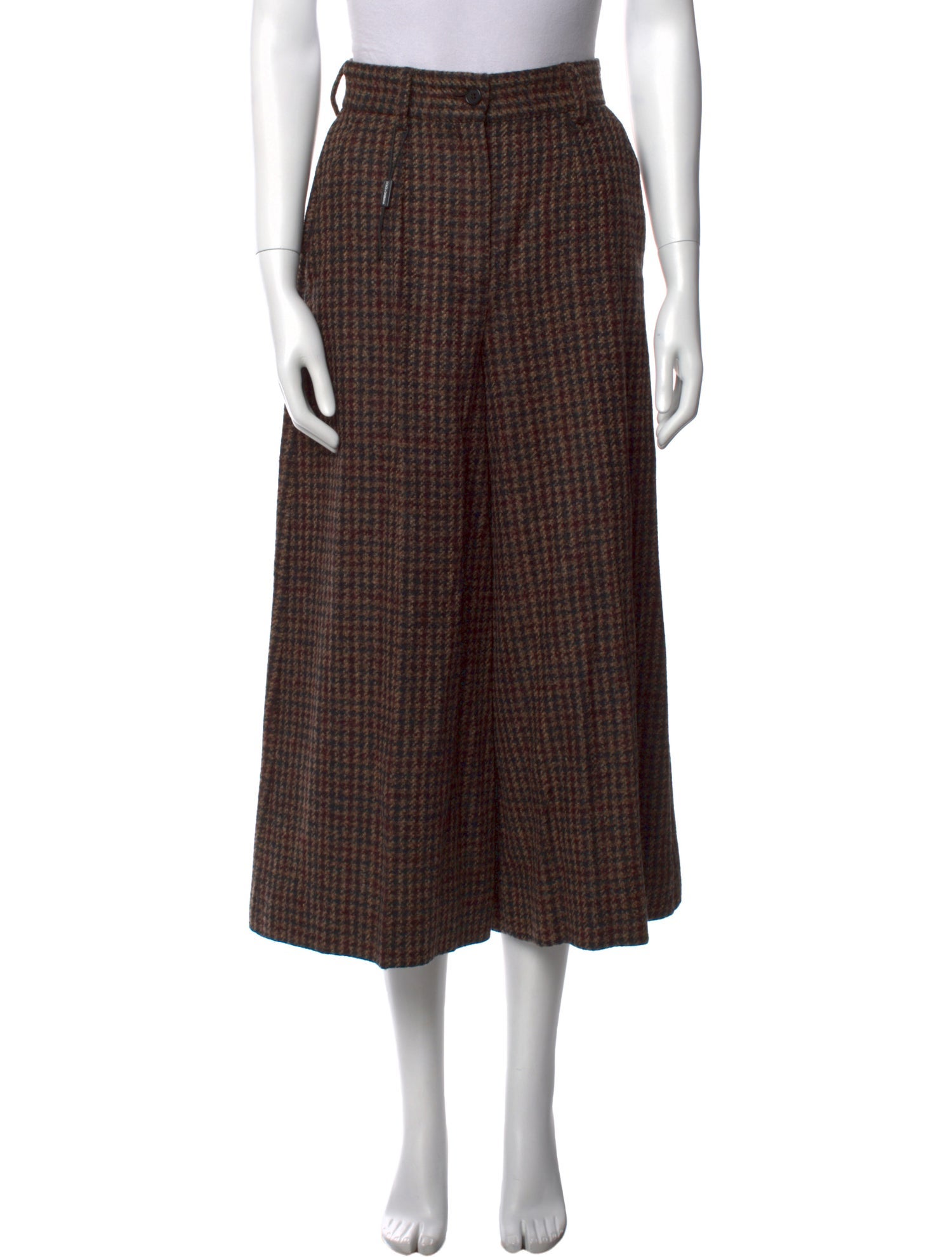 Dolce & Gabbana Plaid Print Wide Leg Pants