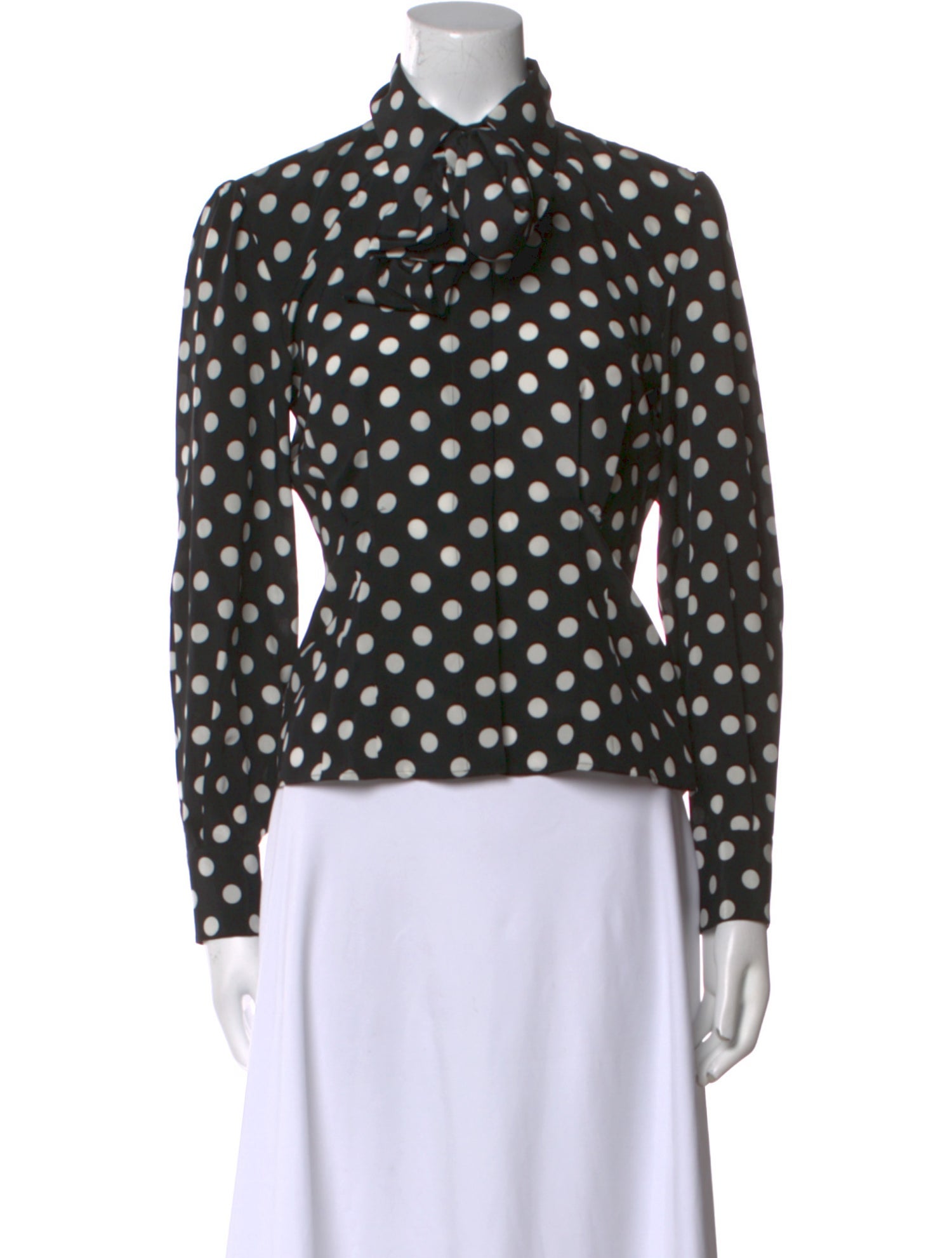 Dolce & Gabbana Silk Polka Dot Print Button-Up Top