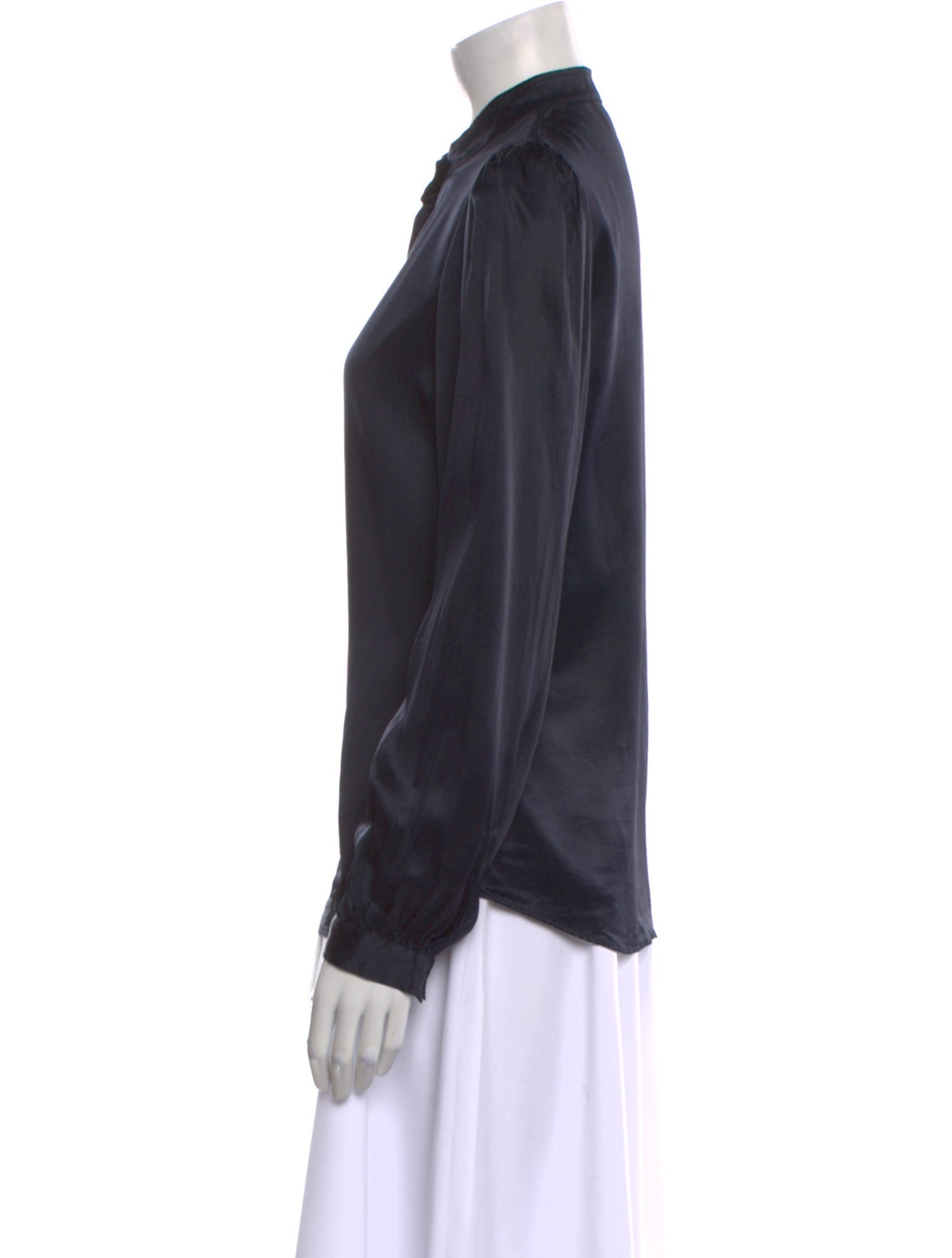 Dolce & Gabbana Silk Mock Neck Button-Up Top