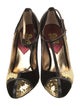 Dolce & Gabbana Snakeskin Colorblock Pattern T-Strap Pumps