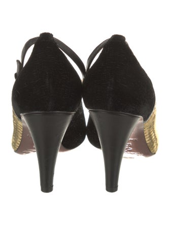 Dolce & Gabbana Snakeskin Colorblock Pattern T-Strap Pumps