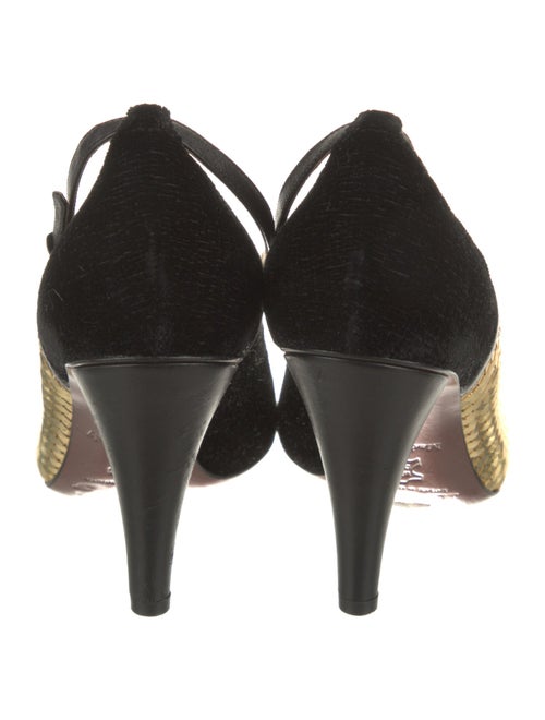 Dolce & Gabbana Snakeskin Colorblock Pattern T-Strap Pumps