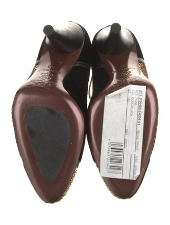 Dolce & Gabbana Snakeskin Colorblock Pattern T-Strap Pumps