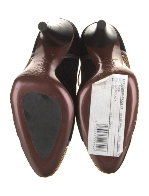 Dolce & Gabbana Snakeskin Colorblock Pattern T-Strap Pumps