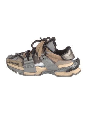 Dolce & Gabbana Leather Colorblock Pattern Athletic Sneakers