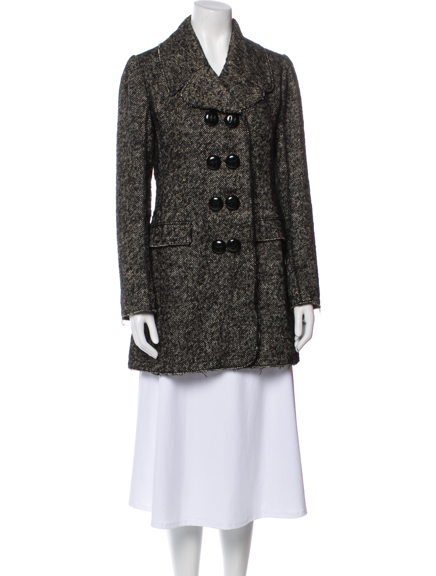 Dolce & Gabbana Linen Tweed Pattern Coat
