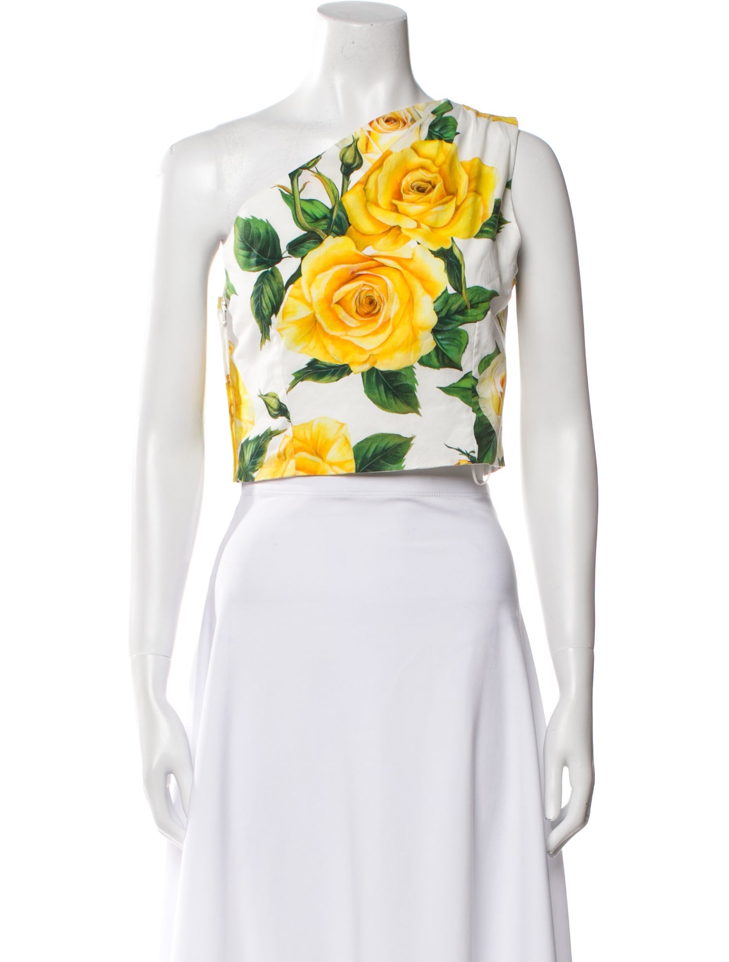 Dolce & Gabbana Floral Print One-Shoulder Crop Top w/ Tags