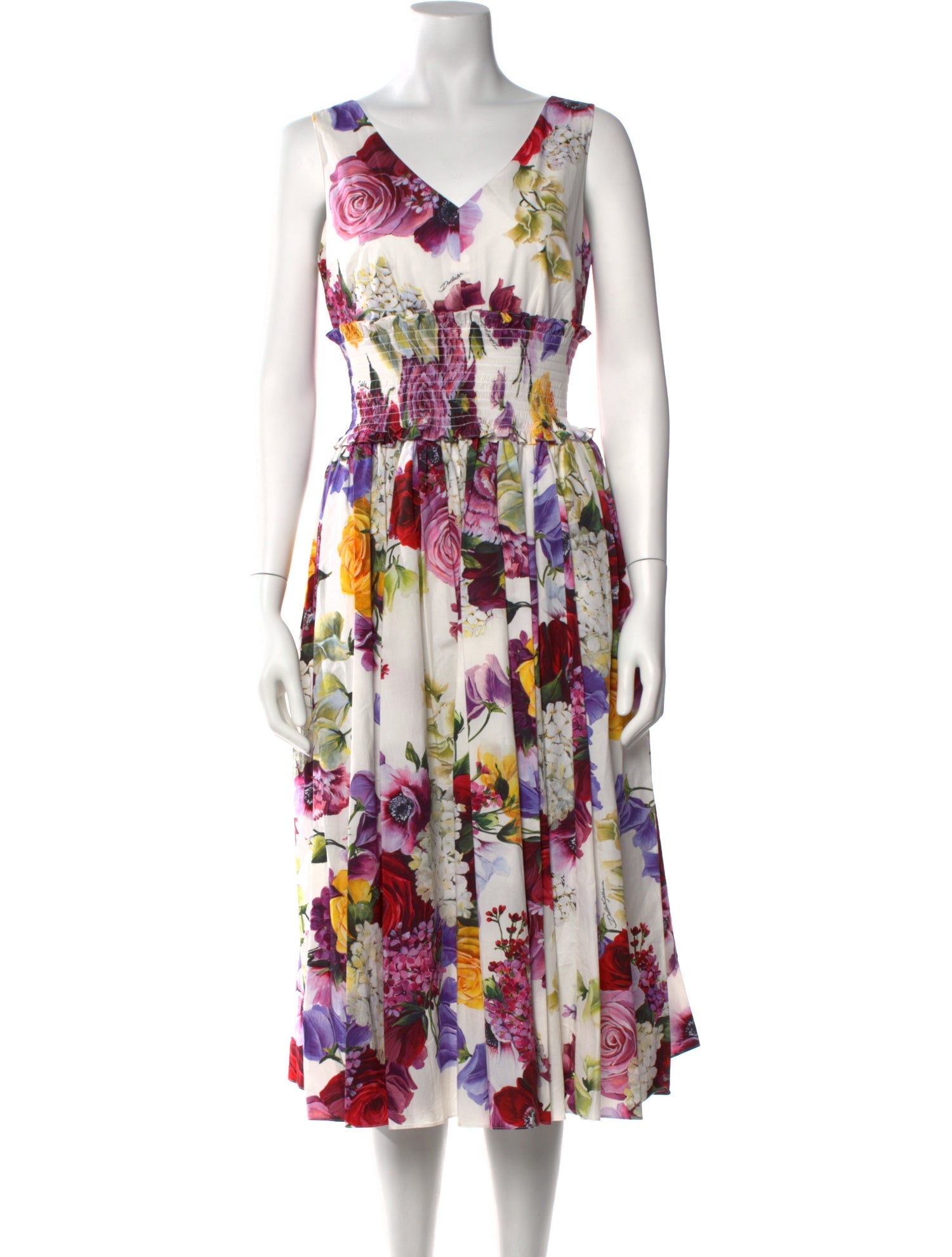 Dolce & Gabbana Floral Print Midi Length Dress
