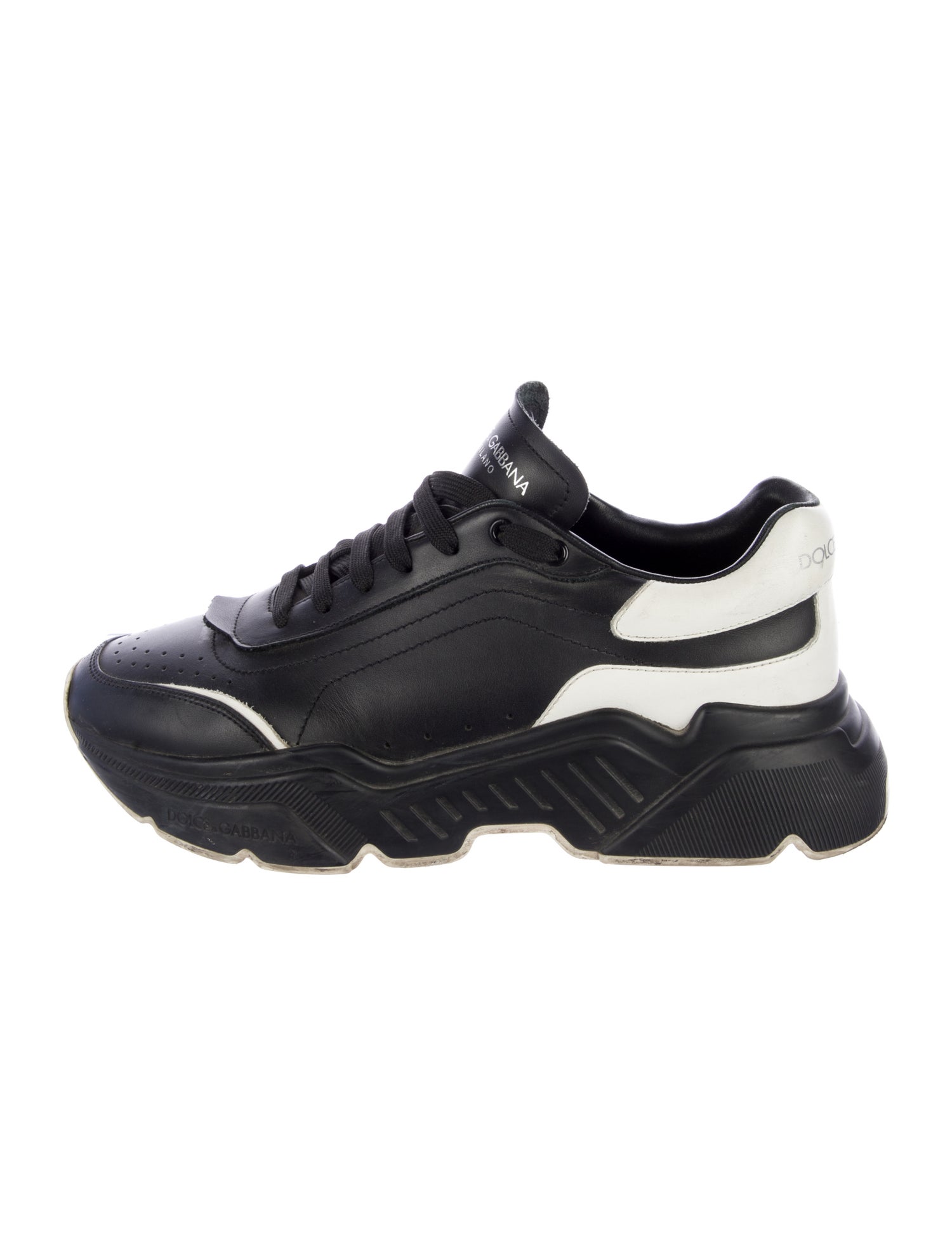 Dolce & Gabbana Leather Colorblock Pattern Sneakers