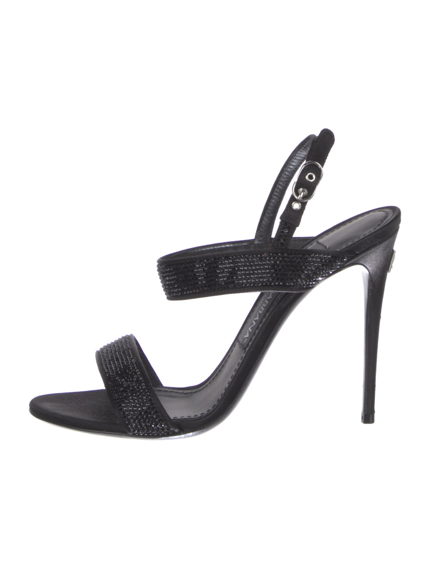 Dolce & Gabbana Satin Crystal Embellishments Slingback Sandals