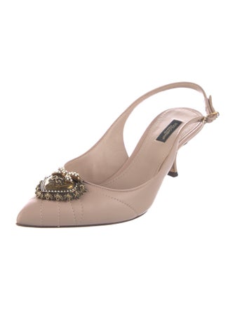 Dolce & Gabbana Leather Beaded Accents Slingback Pumps