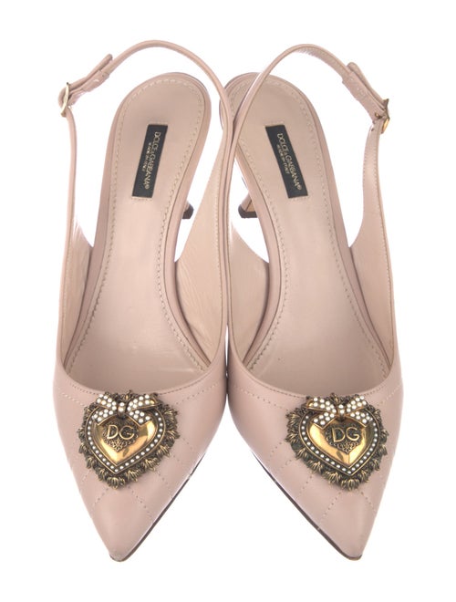 Dolce & Gabbana Leather Beaded Accents Slingback Pumps
