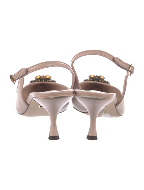 Dolce & Gabbana Leather Beaded Accents Slingback Pumps