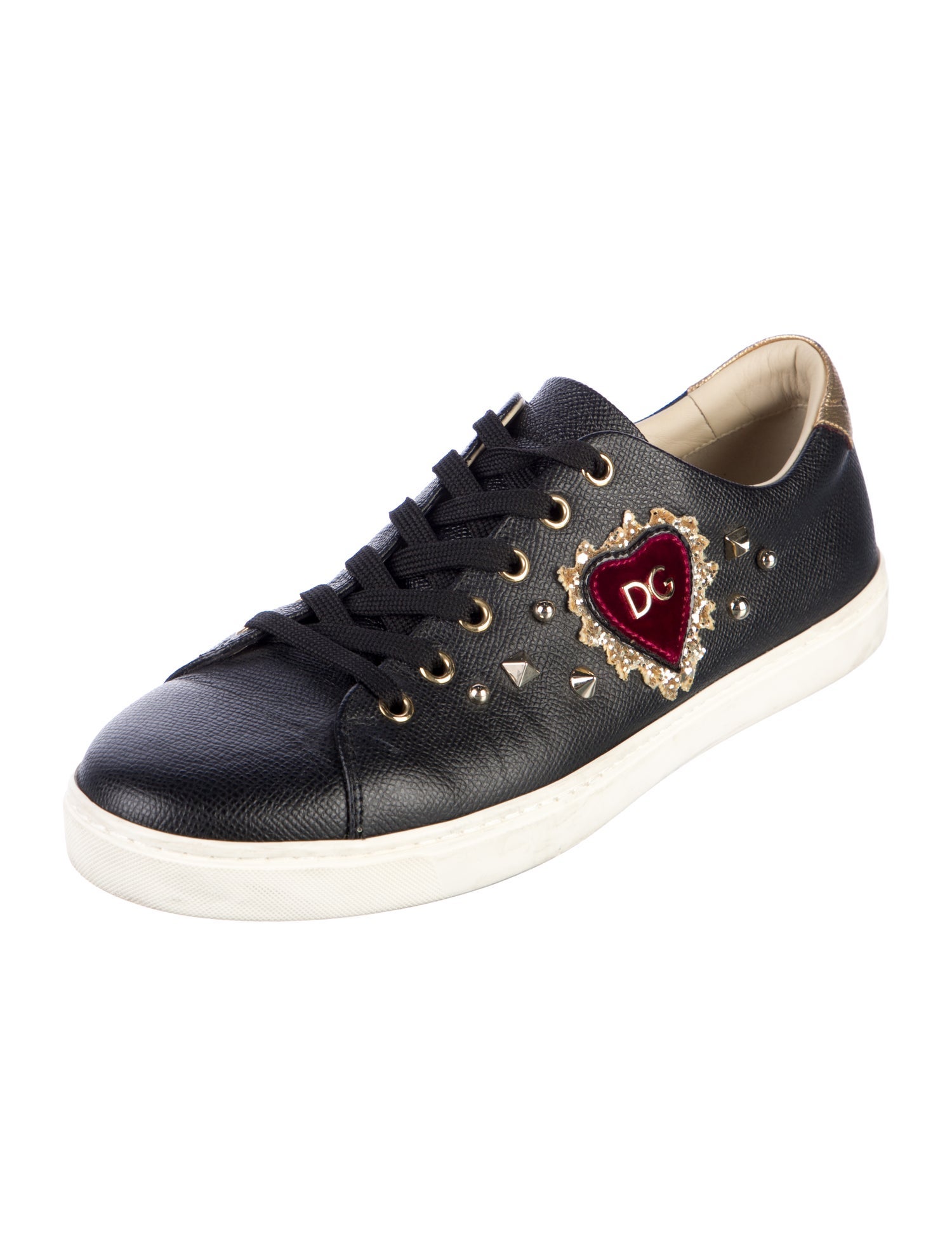 Dolce & Gabbana Sacred Heart Print Leather Sneakers