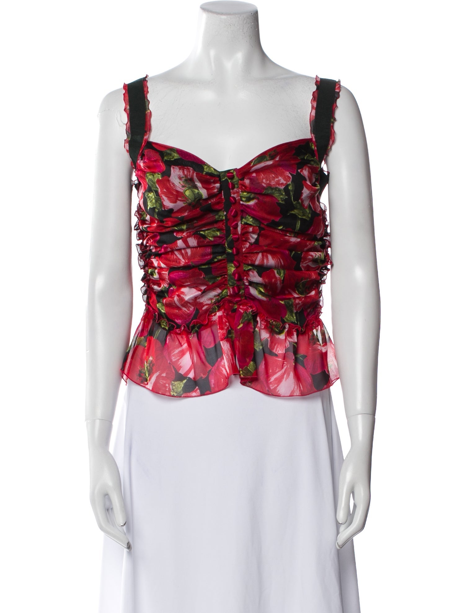 Dolce & Gabbana Silk Floral Print Crop Top