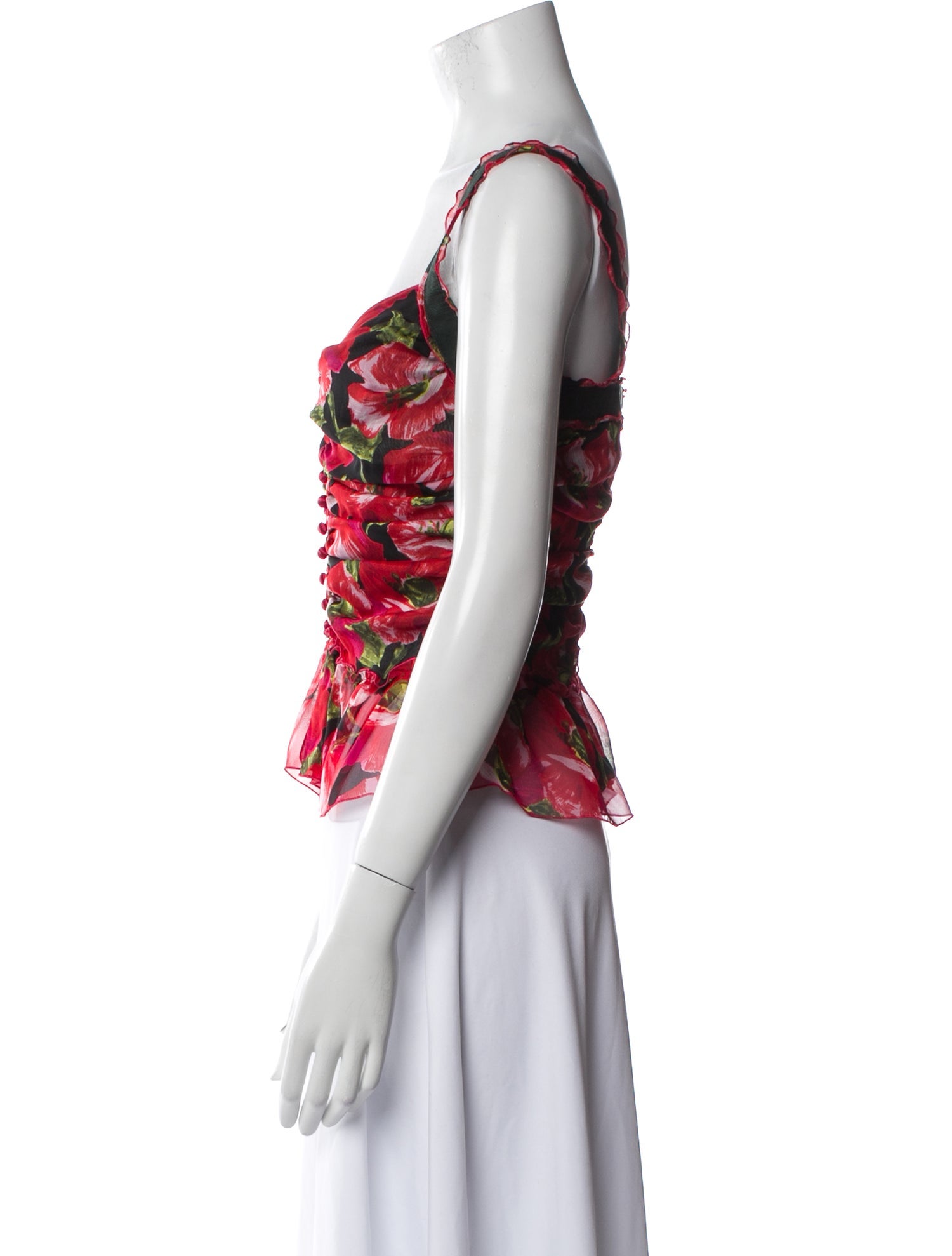 Dolce & Gabbana Silk Floral Print Crop Top