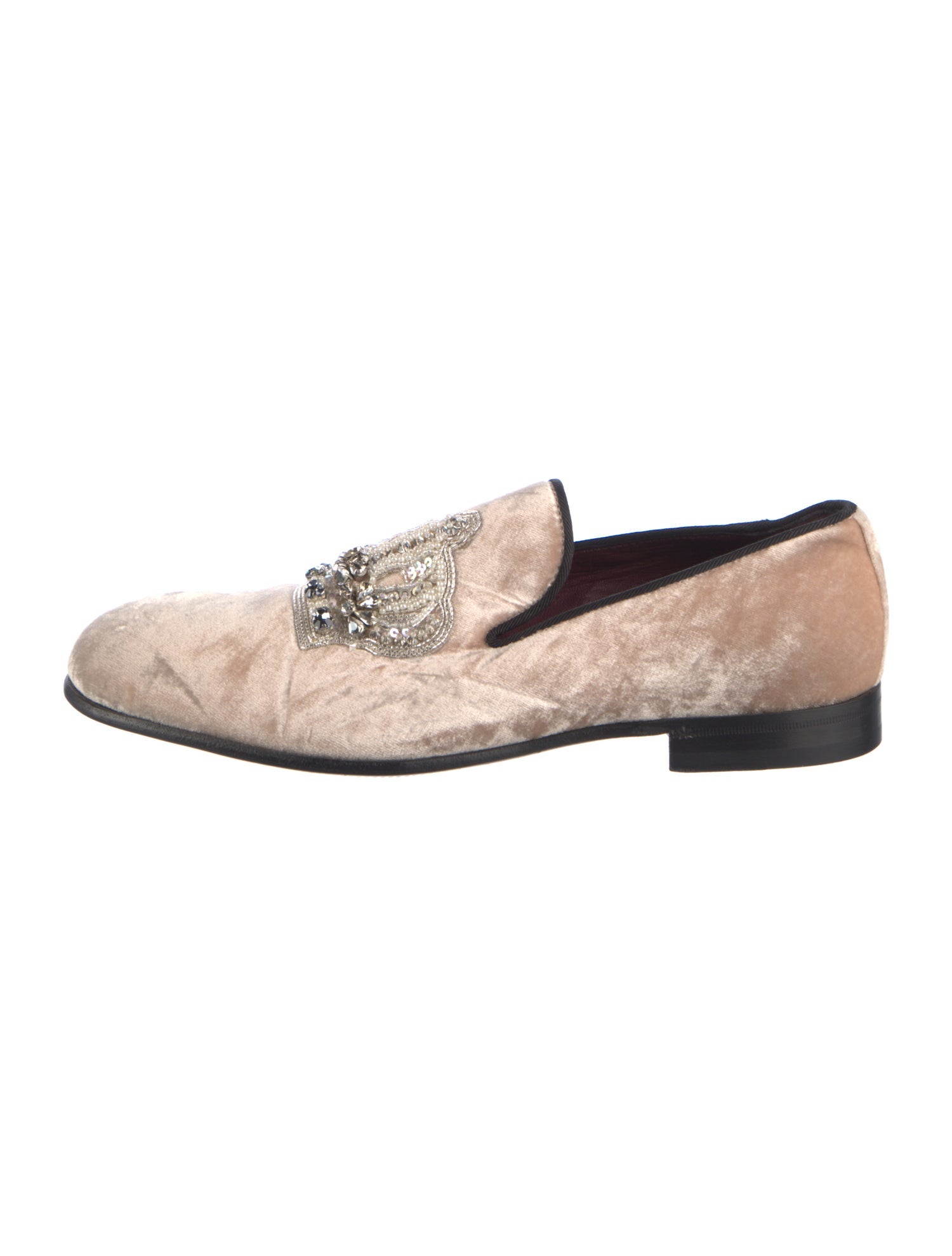 Dolce & Gabbana Velvet Crystal Embellishments Loafers