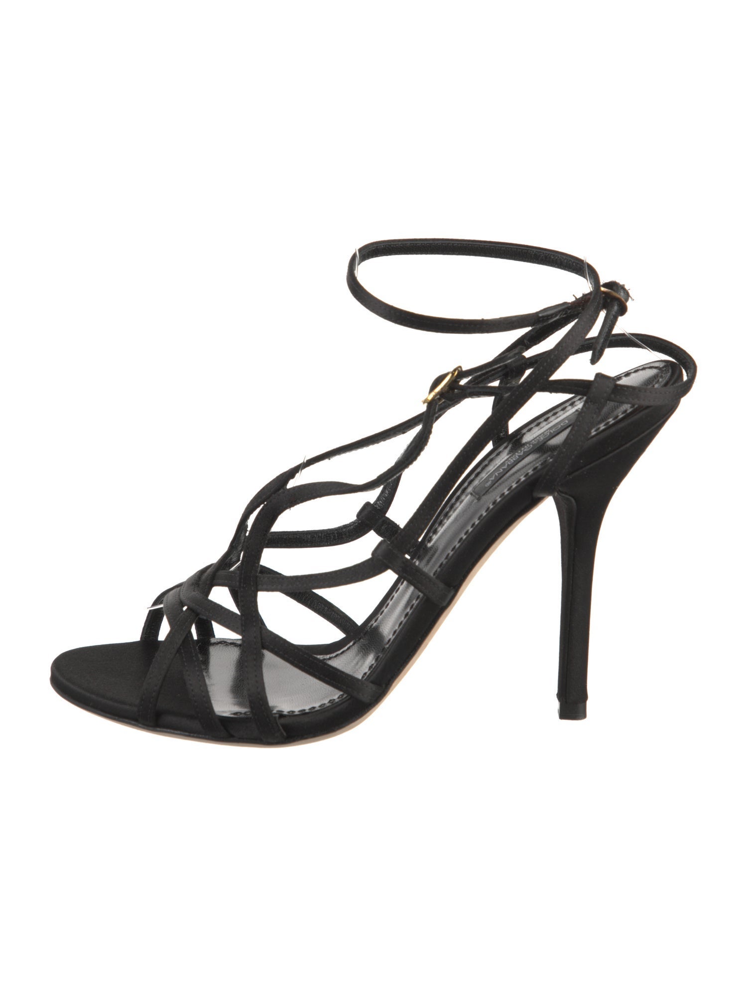 Dolce & Gabbana Satin Cutout Accent Slingback Sandals