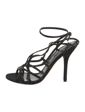 Dolce & Gabbana Satin Cutout Accent Slingback Sandals