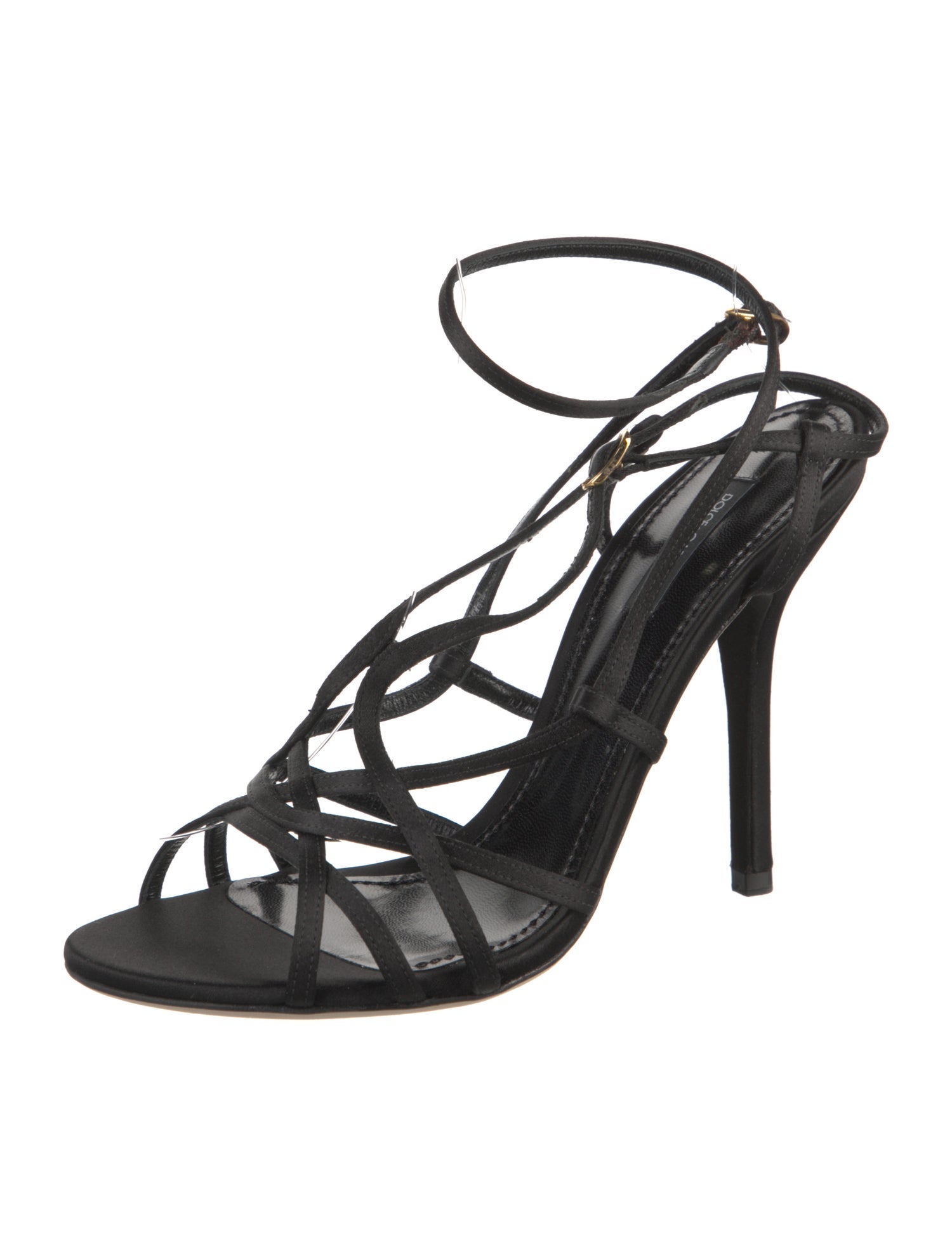 Dolce & Gabbana Satin Cutout Accent Slingback Sandals