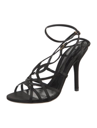 Dolce & Gabbana Satin Cutout Accent Slingback Sandals