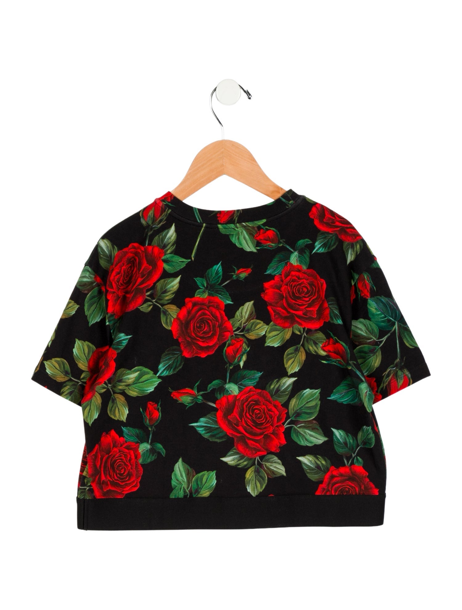 Dolce & Gabbana Girls' Rose Print Cropped Top