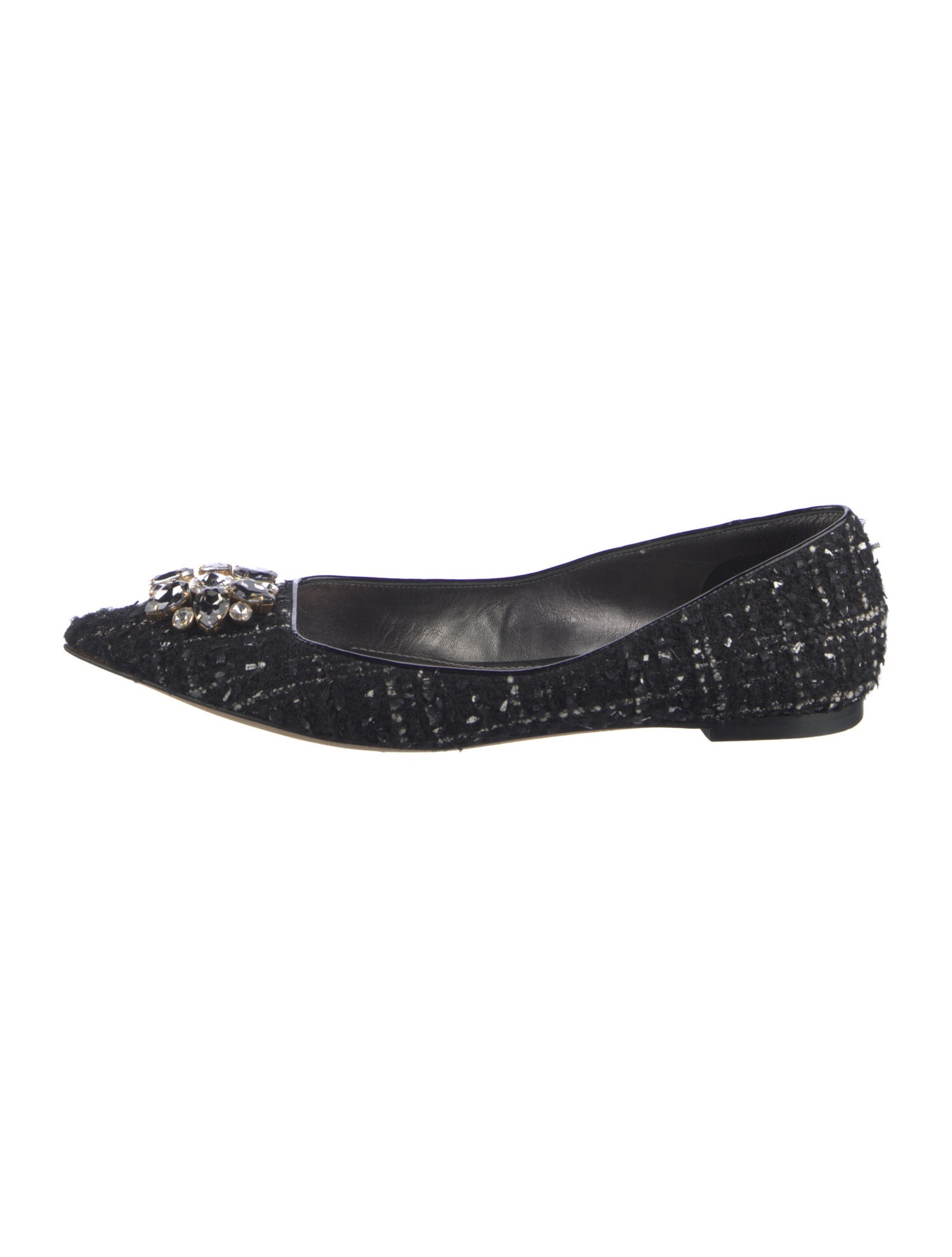 Dolce & Gabbana Tweed Crystal Embellishments Flats