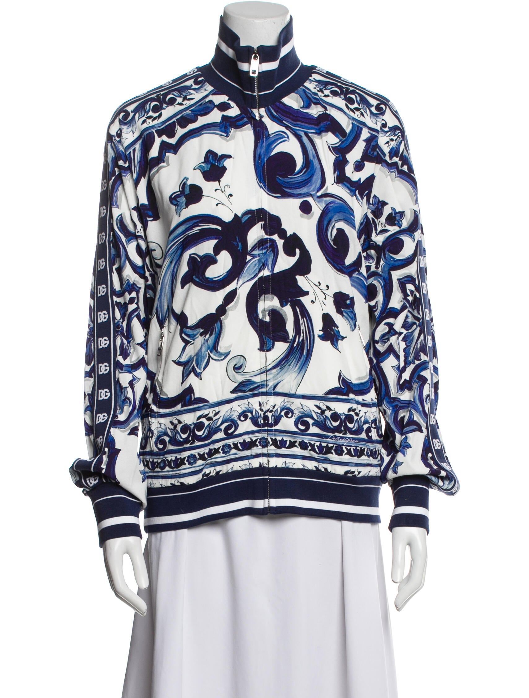 Dolce & Gabbana Silk Printed Bomber Jacket