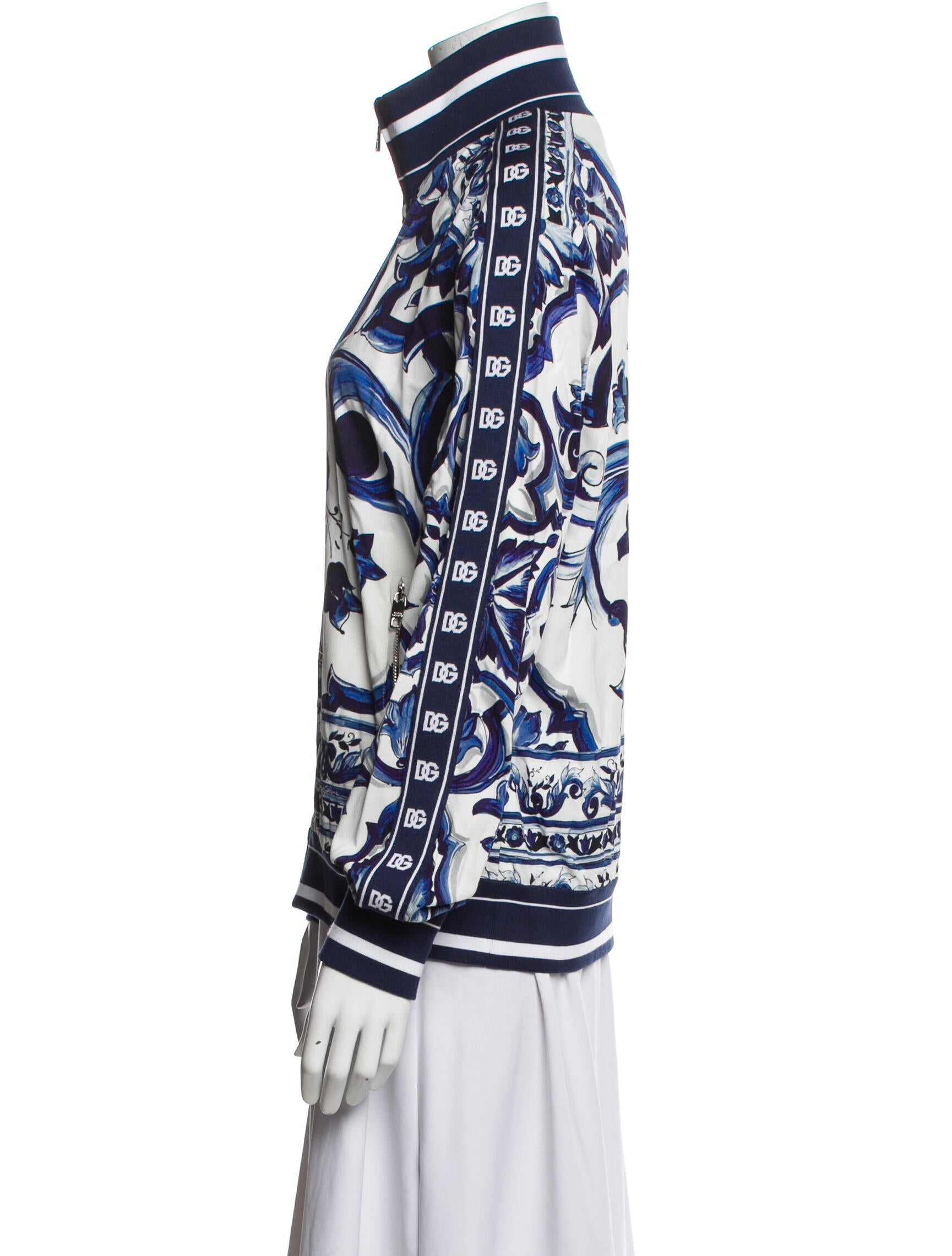 Dolce & Gabbana Silk Printed Bomber Jacket