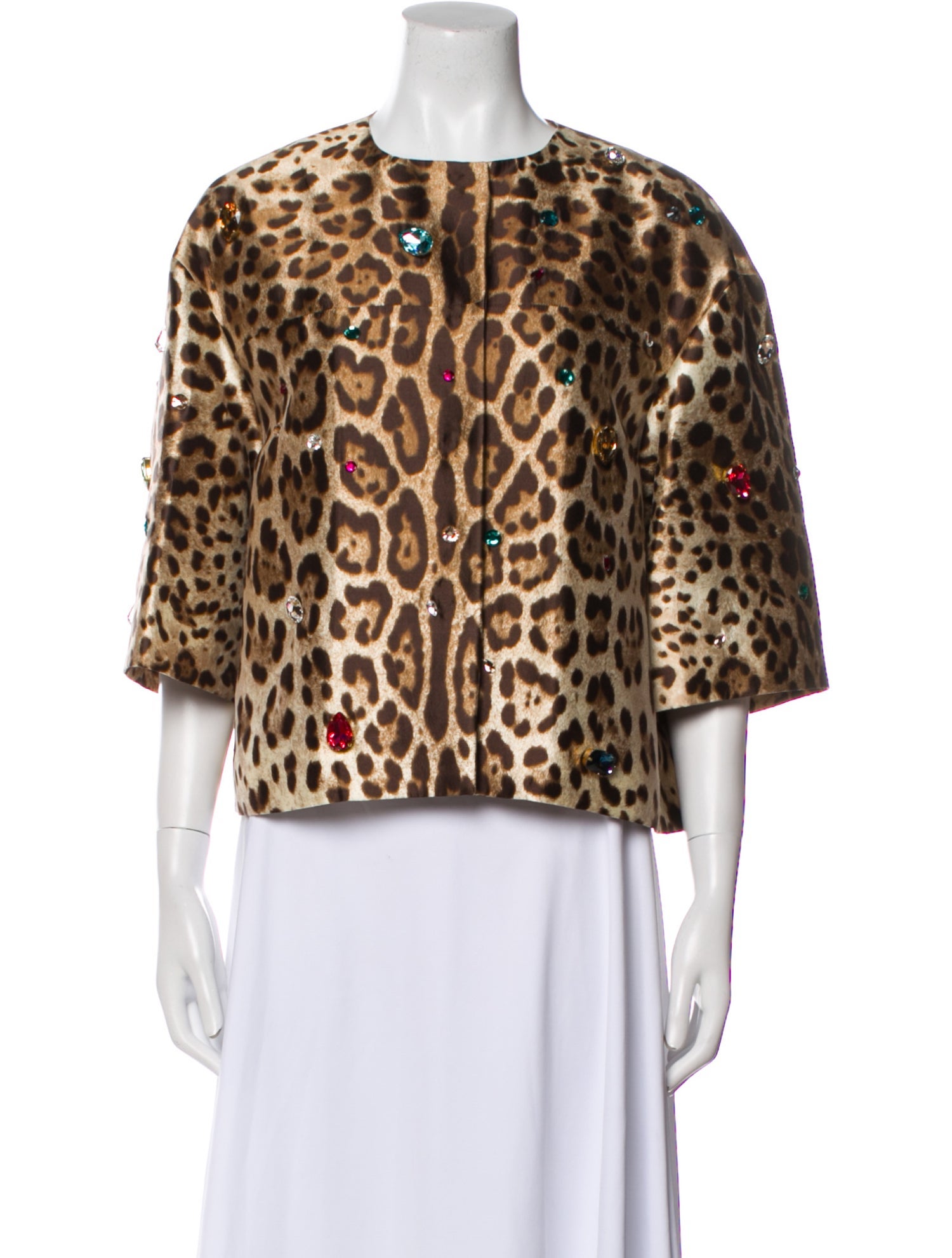 Dolce & Gabbana Silk Animal Print Faux Fur Jacket w/ Tags
