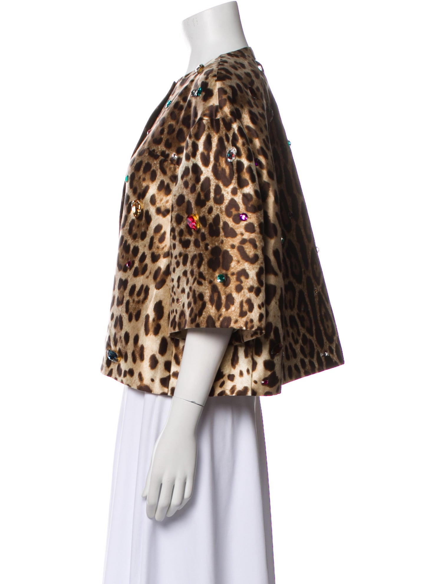 Dolce & Gabbana Silk Animal Print Faux Fur Jacket w/ Tags