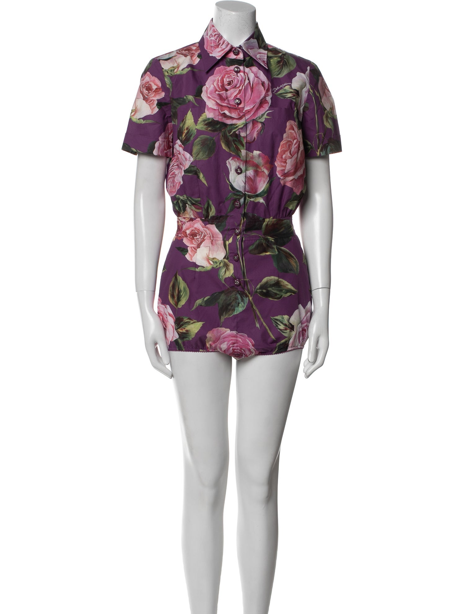 Dolce & Gabbana Floral Print Crew Neck Romper