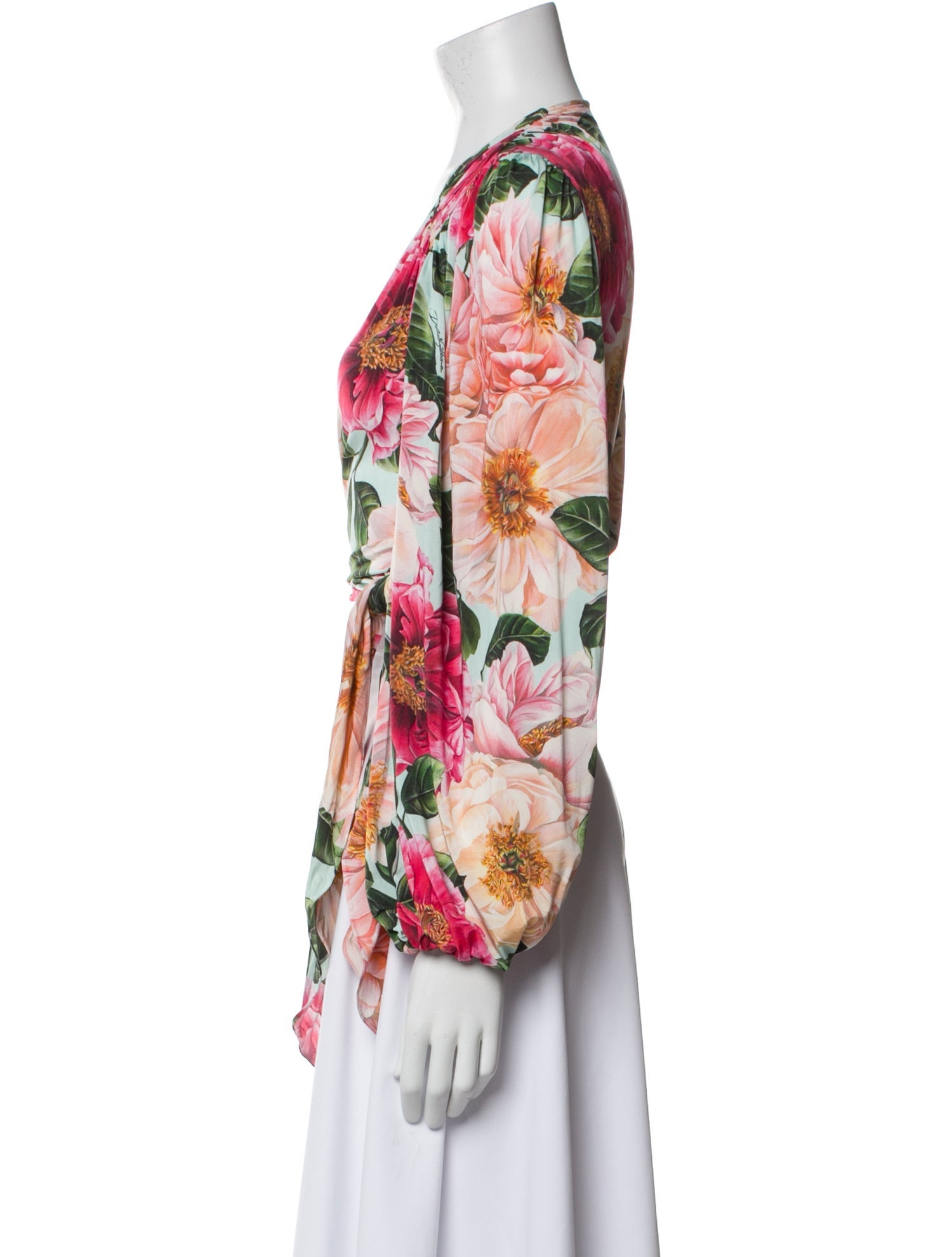 Dolce & Gabbana Floral Print V-Neck Blouse w/ Tags