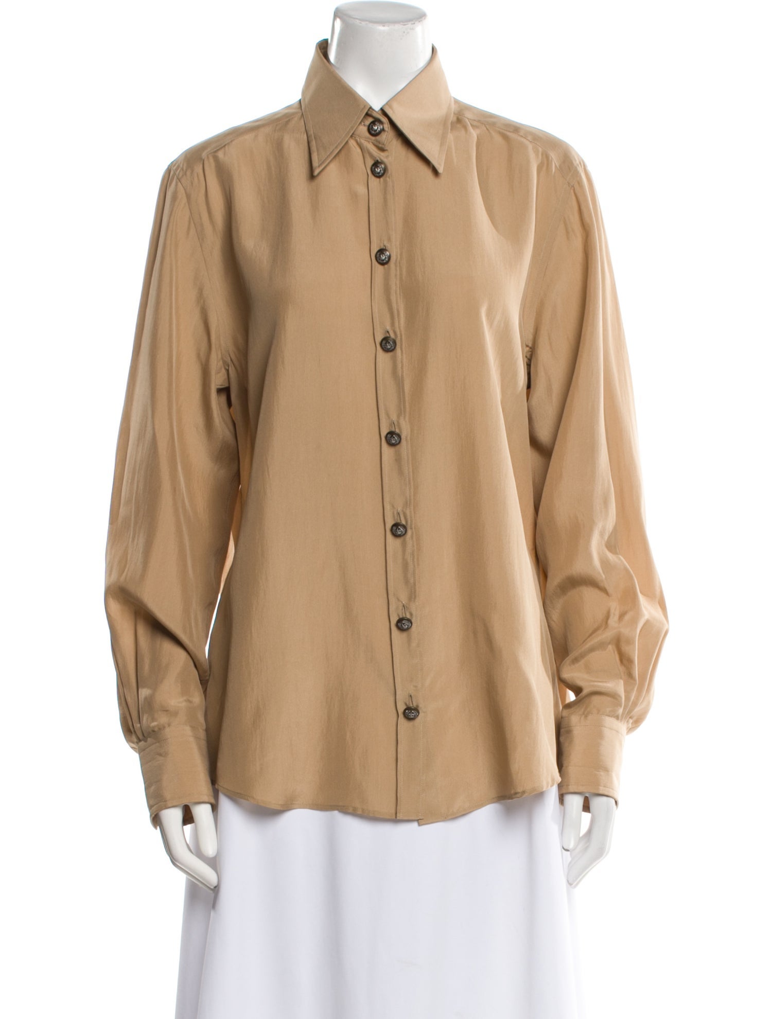 Dolce & Gabbana Silk Long Sleeve Button-Up Top