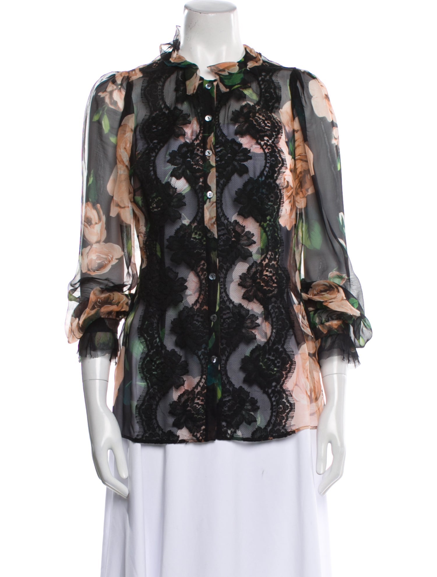 Dolce & Gabbana Silk Lace Pattern Blouse