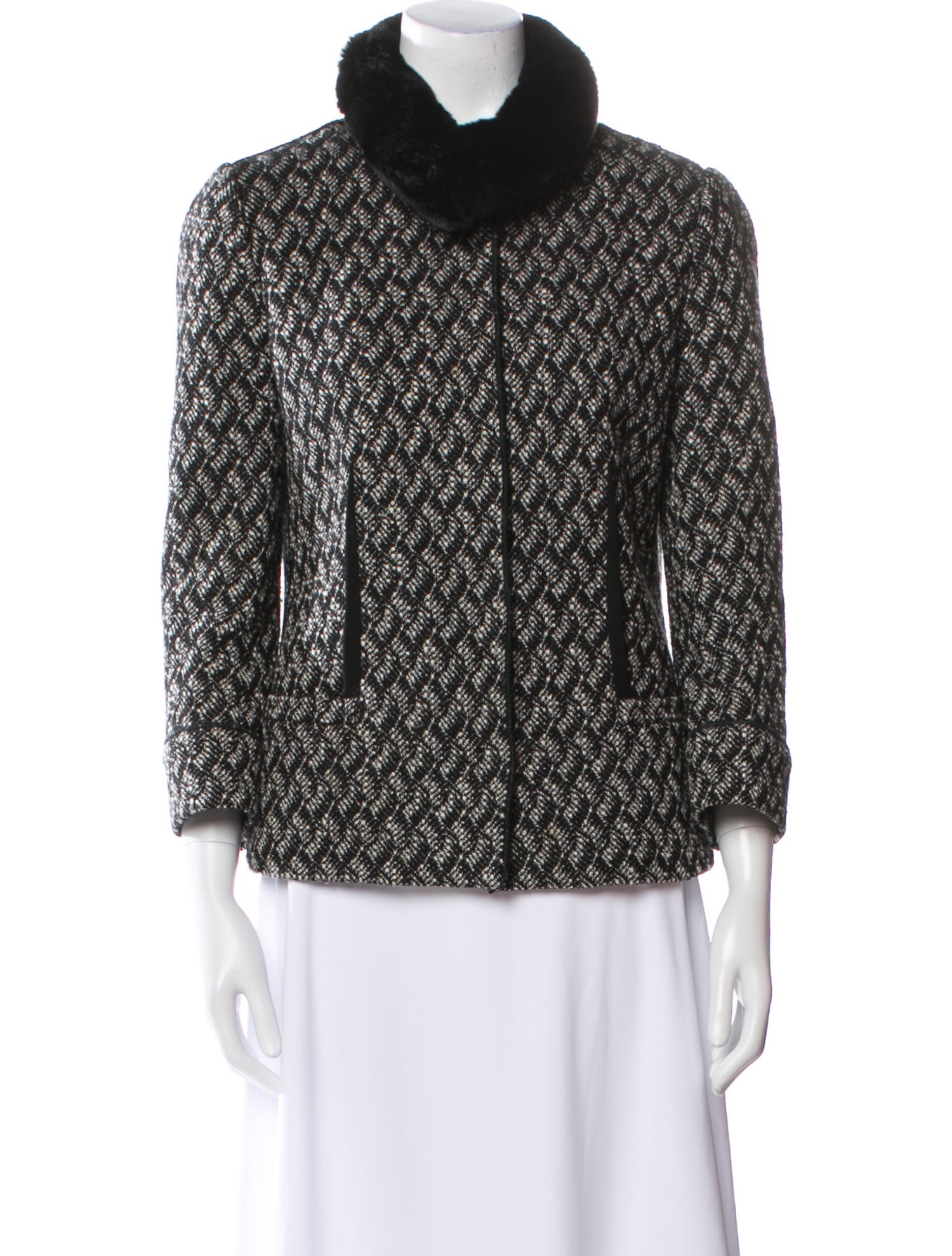 Dolce & Gabbana Wool Printed Fur Jacket