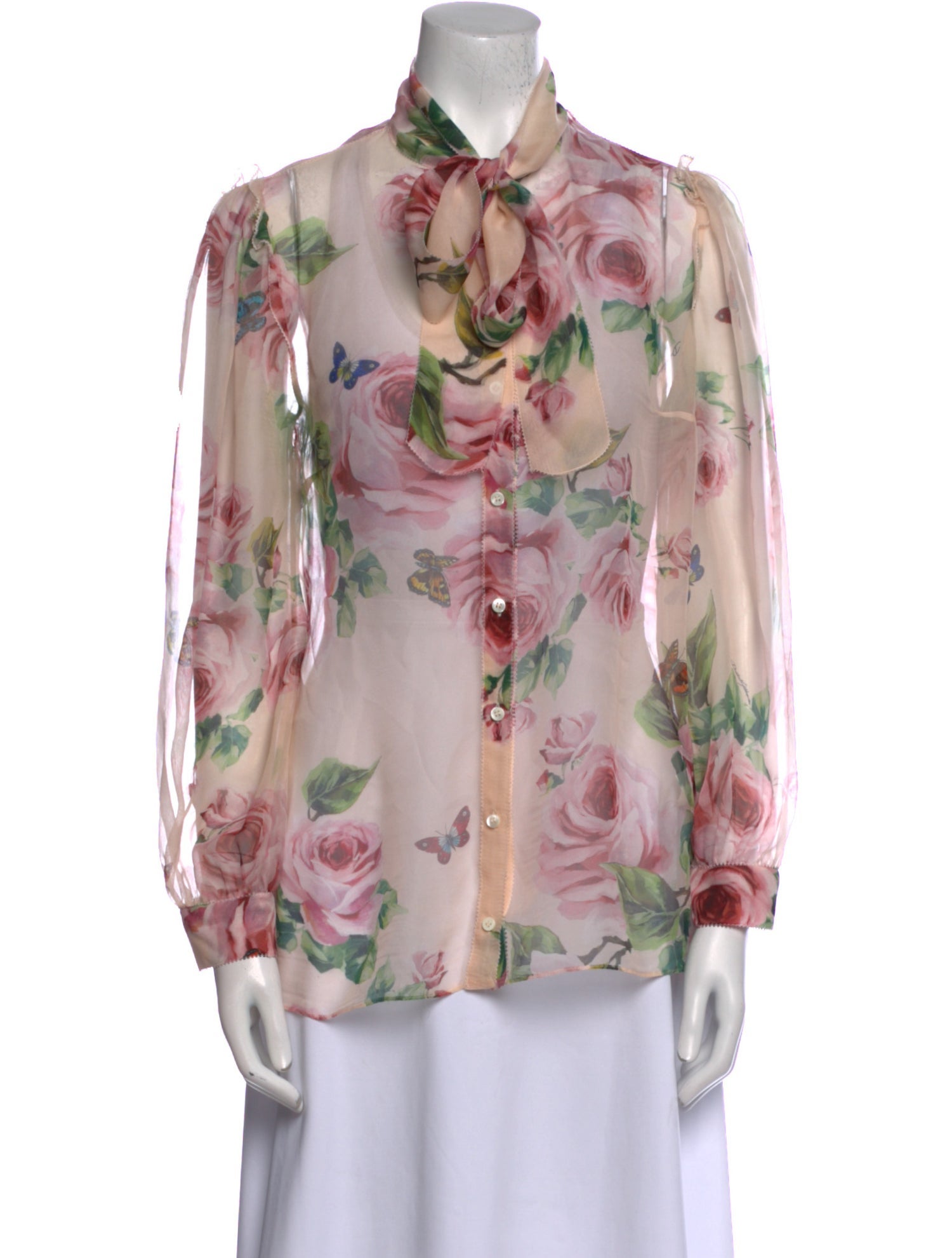 Dolce & Gabbana Silk Floral Print Blouse