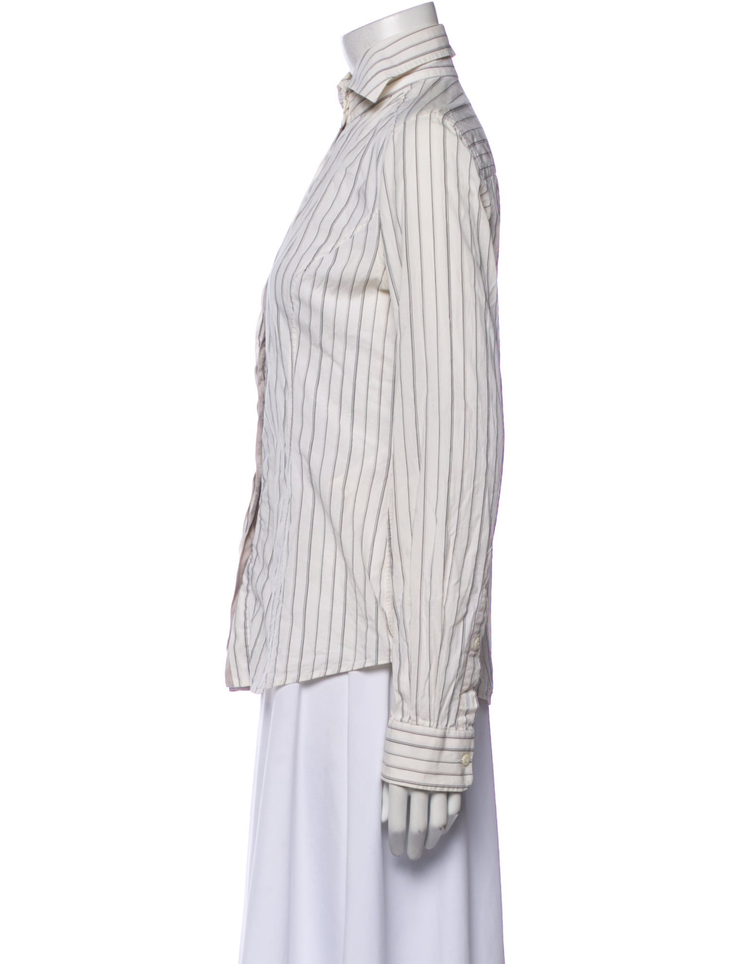 Dolce & Gabbana Striped Mock Neck Button-Up Top