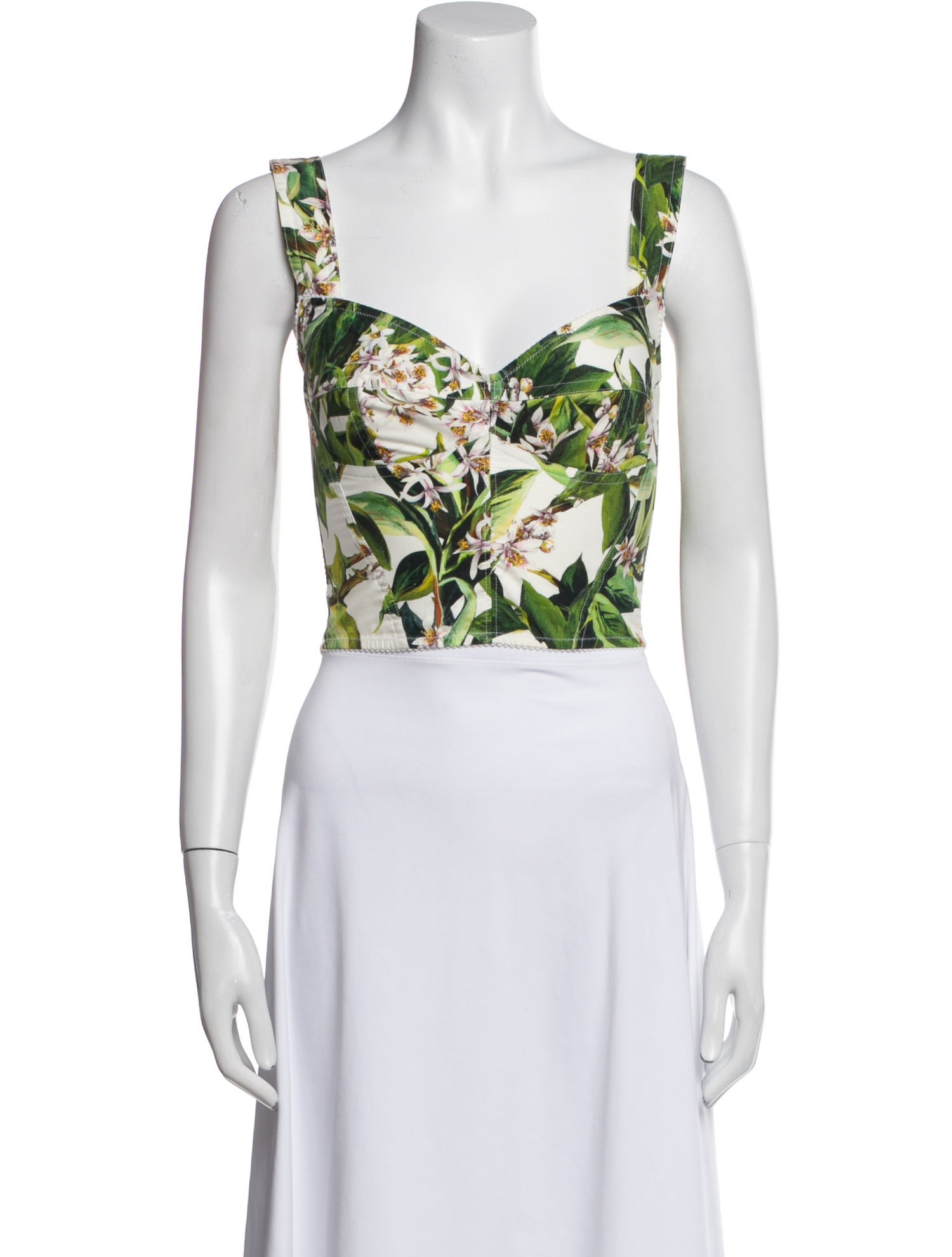 Dolce & Gabbana Floral Print V-Neck Crop Top