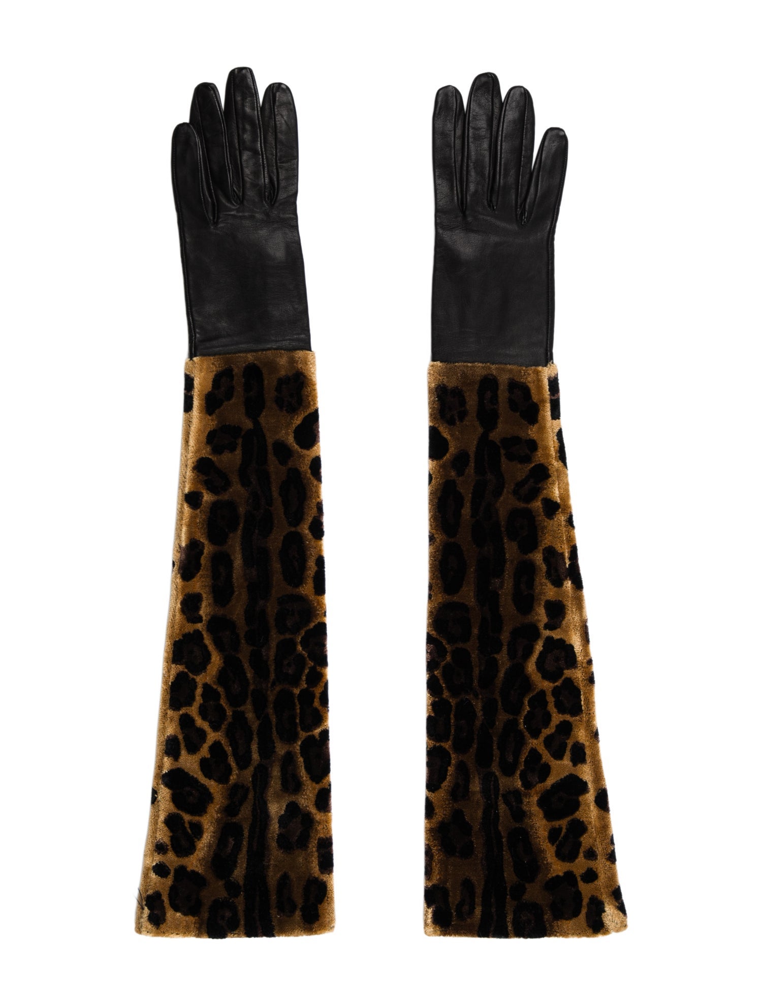 Dolce & Gabbana Leather Animal Print Gloves