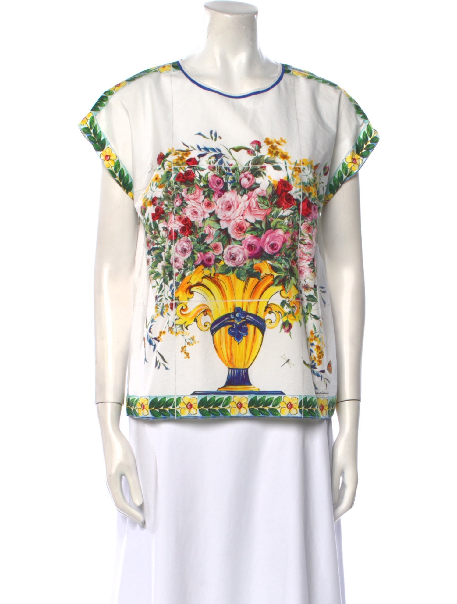 Dolce & Gabbana Floral Print Crew Neck T-Shirt
