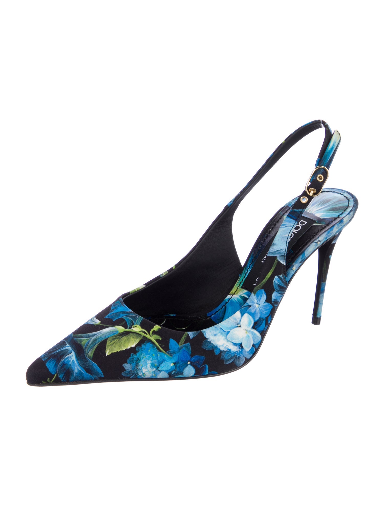 Dolce & Gabbana Canvas Floral Print Slingback Pumps