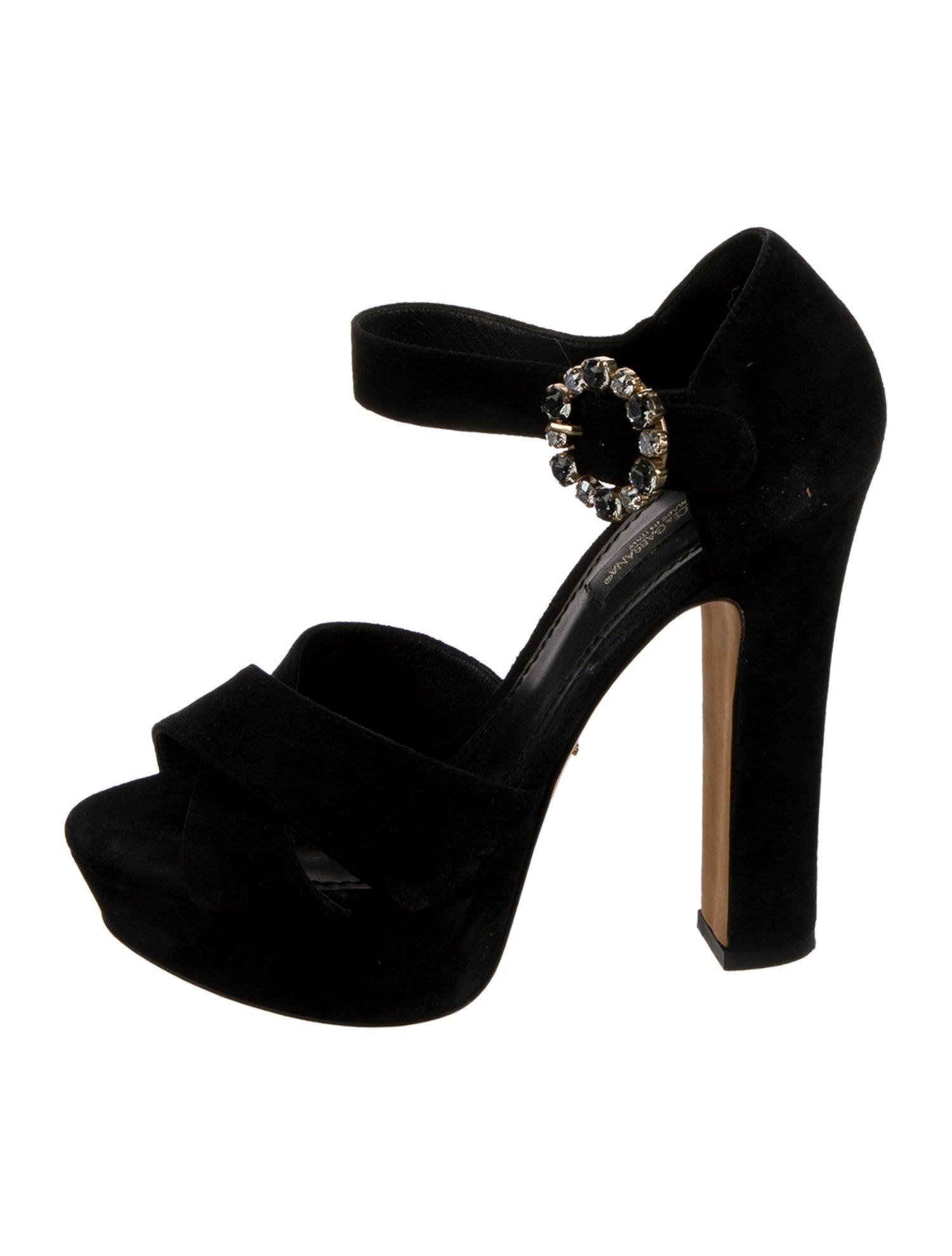 Dolce & Gabbana Suede Crystal Embellishments Sandals