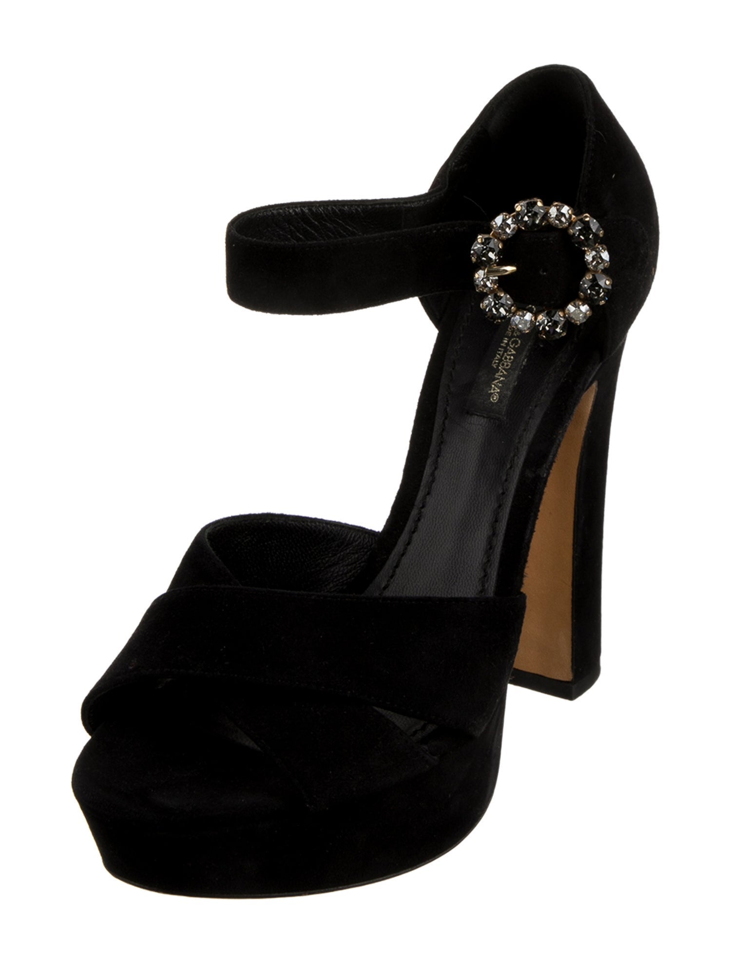 Dolce & Gabbana Suede Crystal Embellishments Sandals